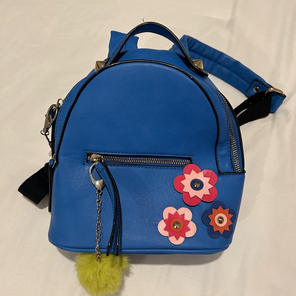 Blue Floral Girls or Women's Backpack